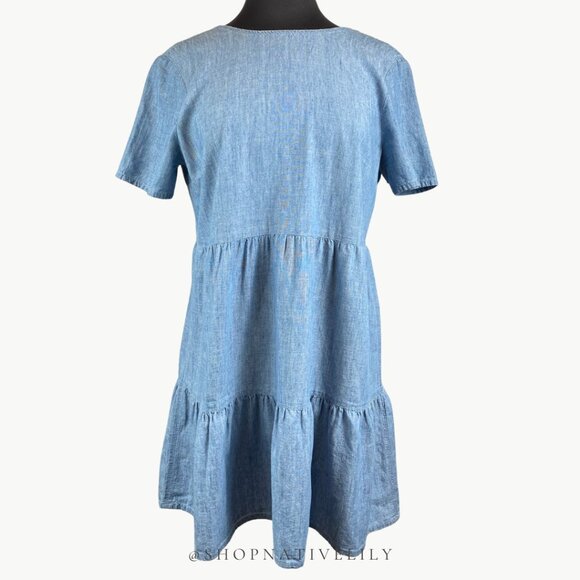 Sezane Blue Mini Dress with White Lace Detail - Picture 2 of 15